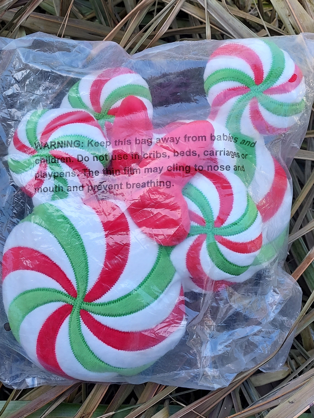 Disney Peppermint Swirl Plush Ornaments - Chewy Dog Toy Pillow